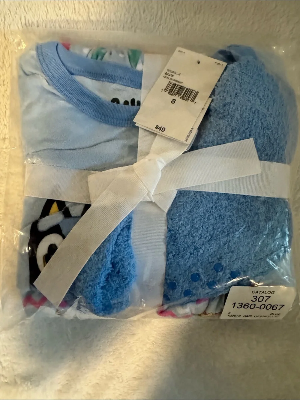 Blue Girls' One-Piece Pajama Set with Character Print